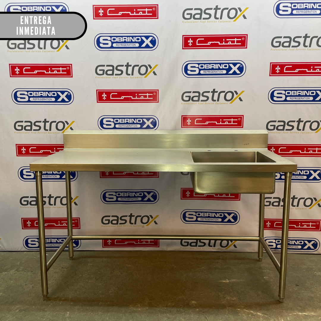 Mesa de apoyo con tarja derecha ( 160x60x90 cm)