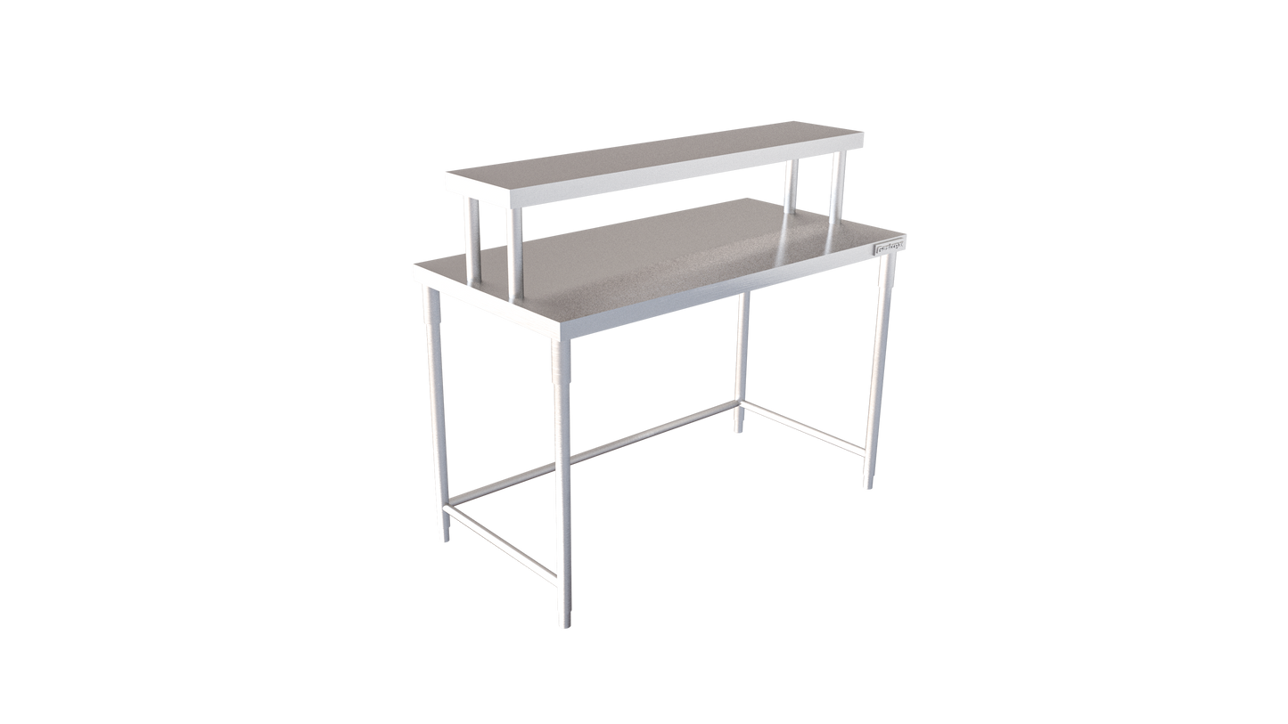 Mesa de trabajo isla con repisa sencilla central sin piso - Gastrox