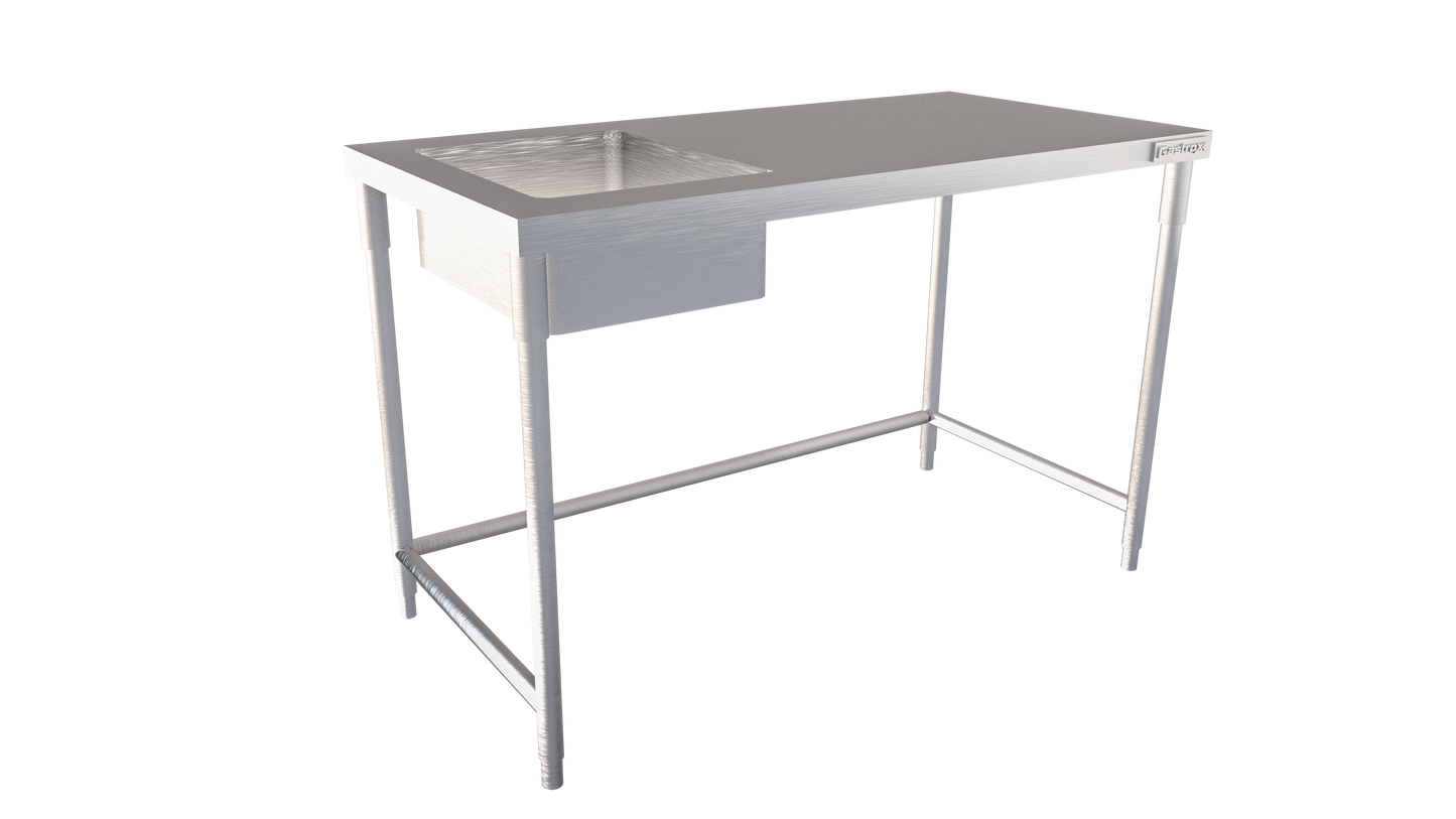 Mesa de trabajo con tarja en isla sin piso - Gastrox