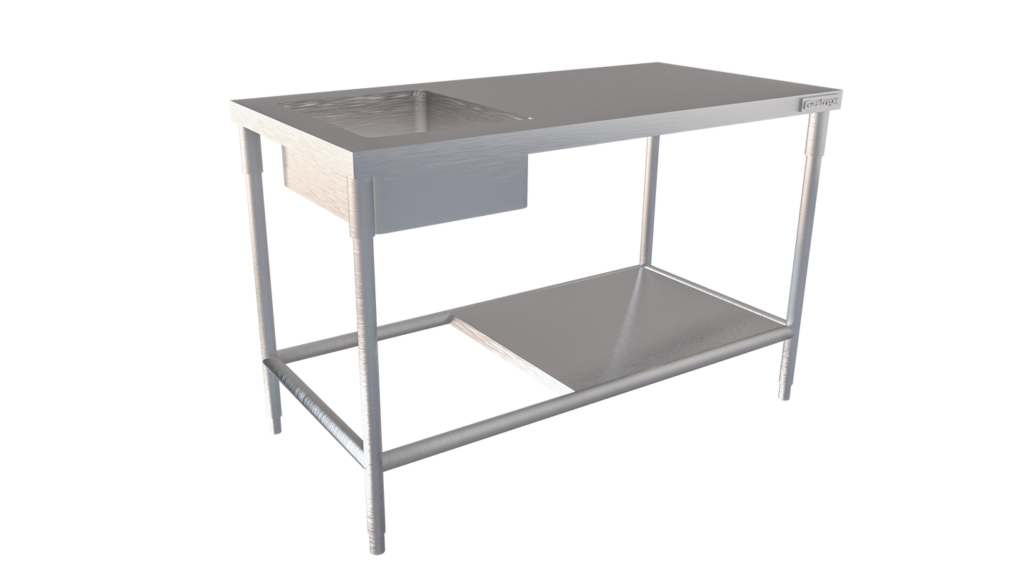 Mesa de trabajo con tarja en isla y piso - Gastrox