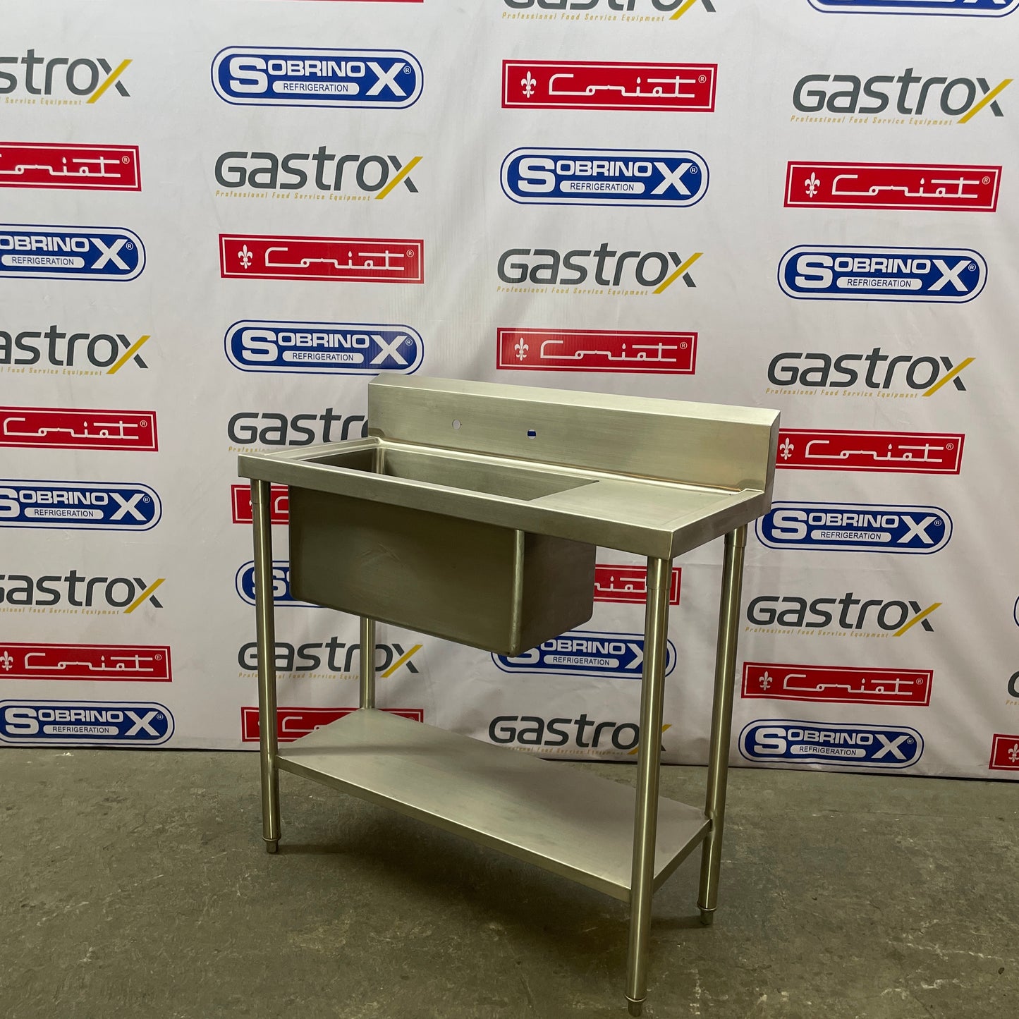 Fregadero Sencillo para Ollas con Piso y Tarja Izquierda (100x45x90cm)