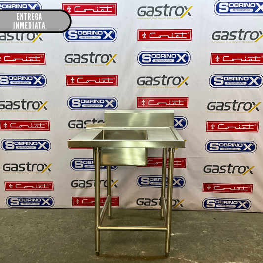 Mesa de Recibo de Loza Sucia con Entrada Izquierda (82x76x90 cm)