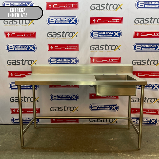 Mesa de apoyo con tarja derecha ( 160x60x90 cm)