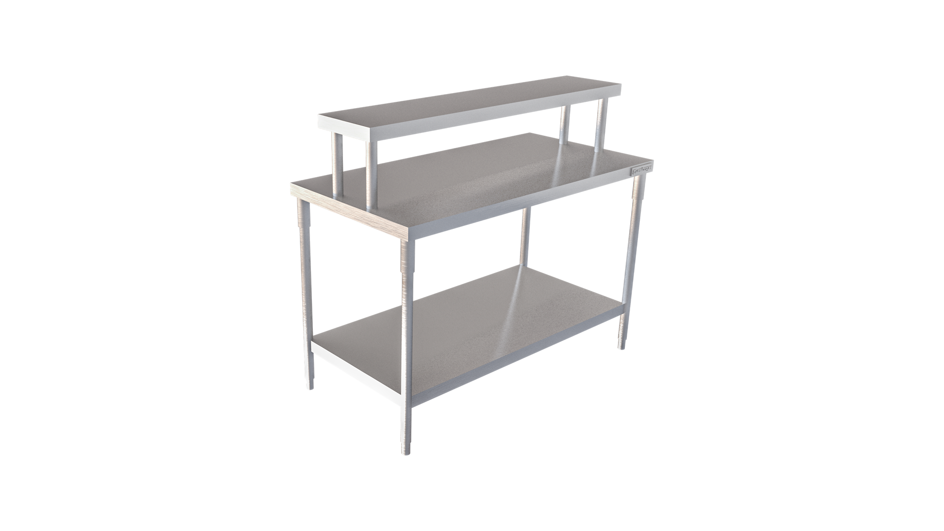 Mesa de trabajo isla con repisa sencilla central con piso - Gastrox