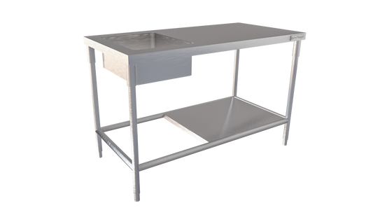 Mesa de trabajo con tarja en isla y piso - Gastrox