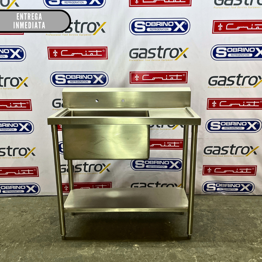 Fregadero Sencillo para Ollas con Piso y Tarja Izquierda (100x45x90cm)